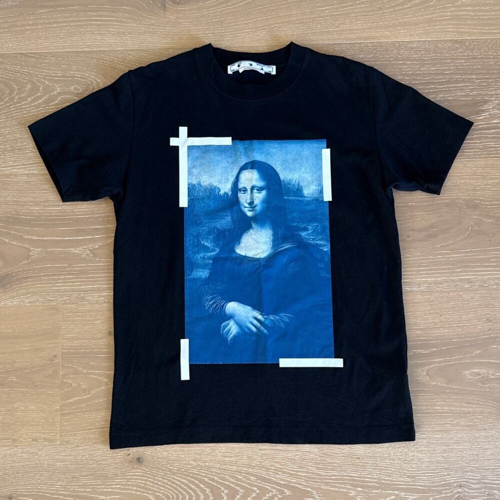 Off White T-Shirt Short Sleeves Monalisa Size M Black Blue White